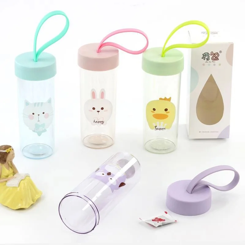 Cheap 400ML Kids Sport Milk Tea Cup Transparent Plastic Sport Drinking Water Bottle