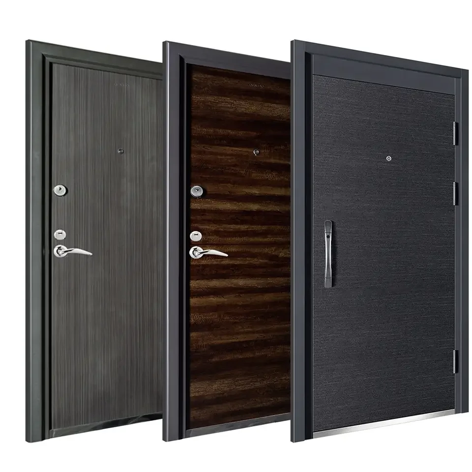 New Style Modern Puertas De Seguridad Exterior Double Metal Main Exterior Steel Front Entrance Security Door