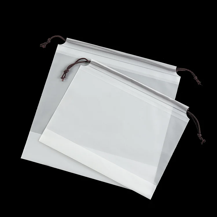 Custom Logo Printing Drawstring Clothing Packing Bags LDPE Plastic Draw String Plastic Packaging Bag