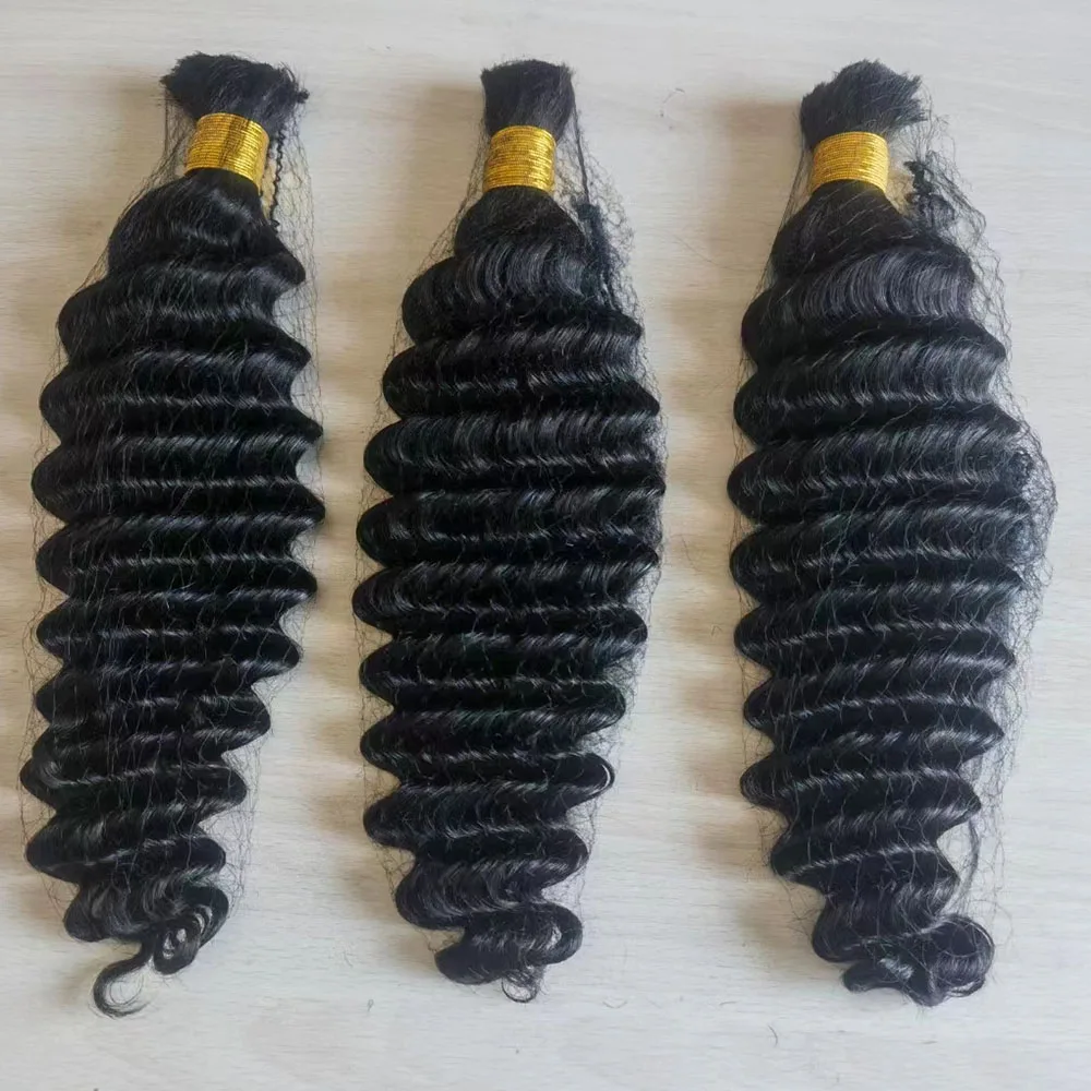 Бразильские натуральные волосы Remy объемные глубокая волна для плетения вьющиеся наращивания без Уточки вязаные косы