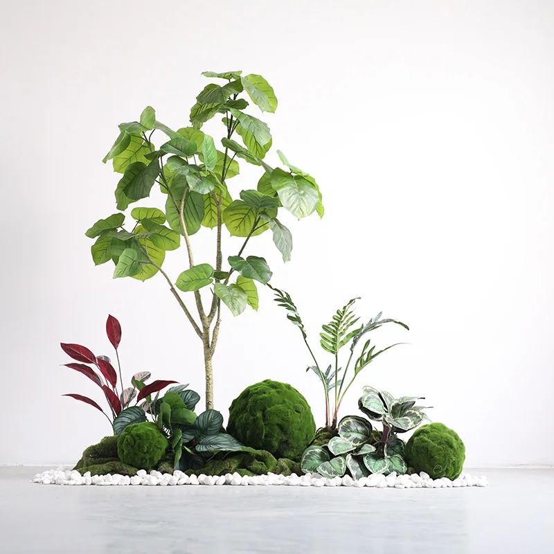 GNYS  Flochess garden sets Heart Leaf Ficus & Moss Turf Ball set  home decor  indoor Decoration art sets   Artificial Plant