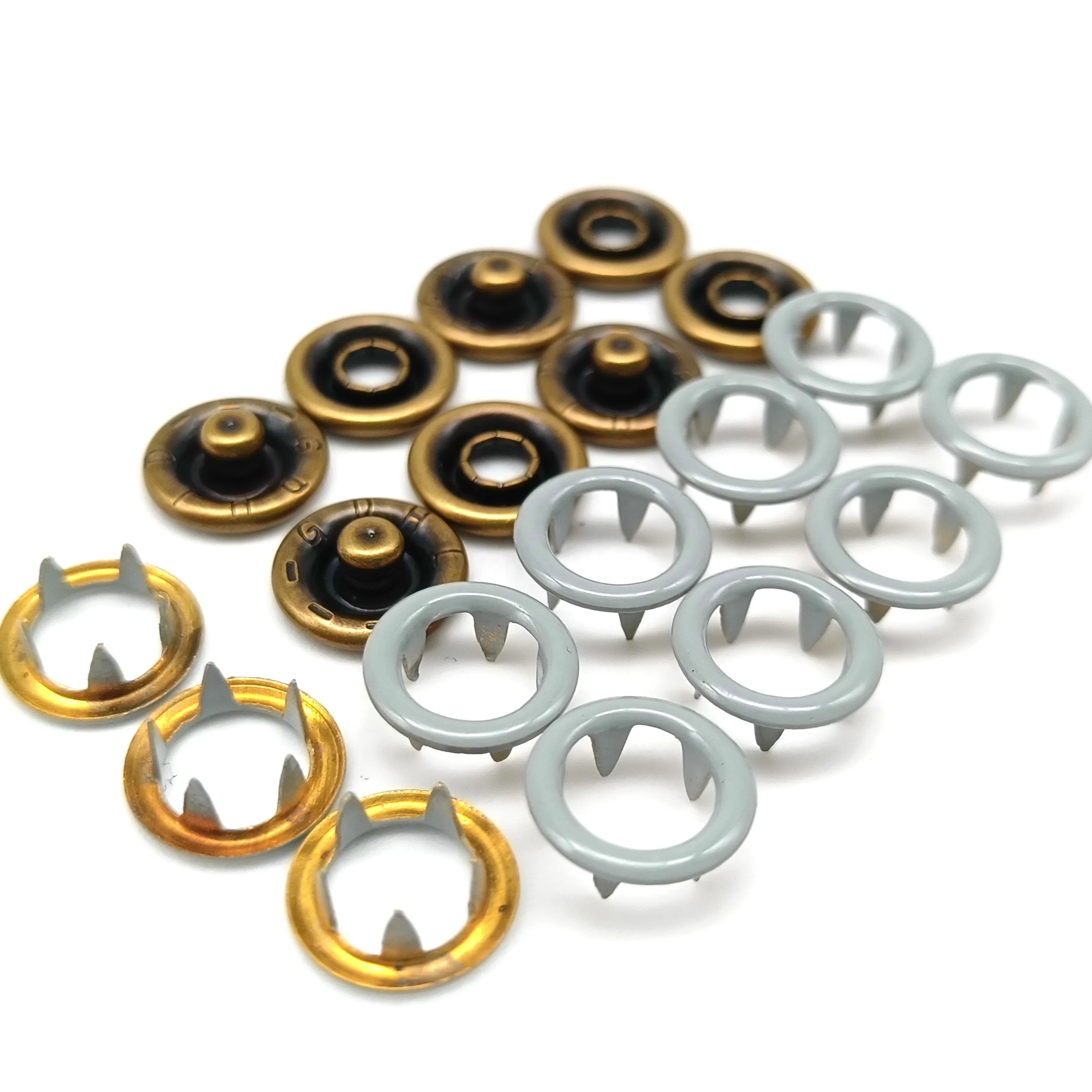 custom 9.5mm10mm metal brass double ring five claw buttons prong snap button for clothing