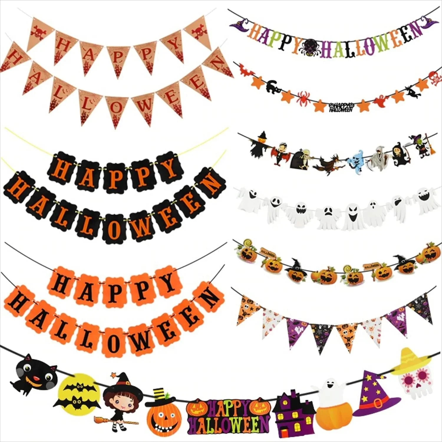 Halloween Party Horror Bat Pumpkin Witch Ghost Ghost Party Decoration Flag Cosplay Event Happy Bunting Flags