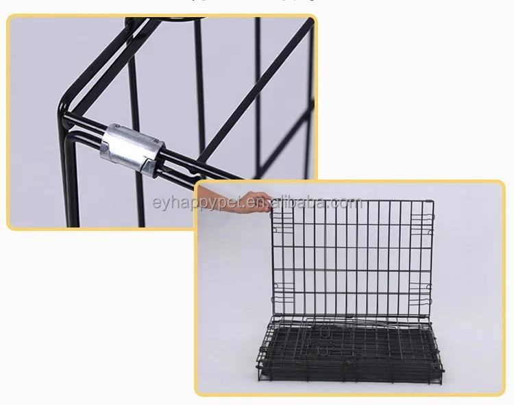 Manufacturer Supply Black Metal Mesh Pet Dog Cage, Durable Foldable Dog Crate