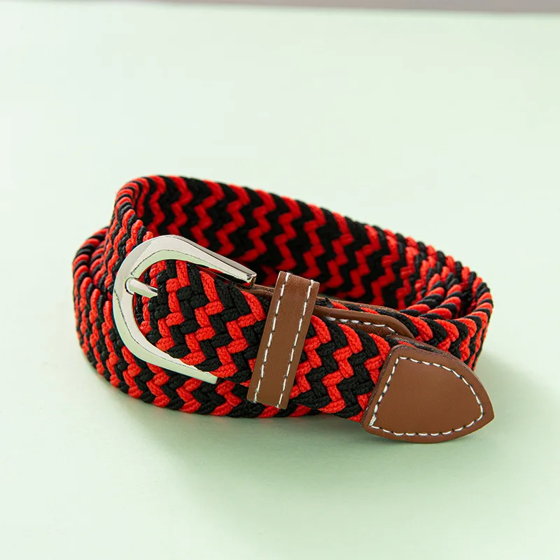 New Fashion colorful  belts thin elastic casual braided student pin buckle belts   wholesale