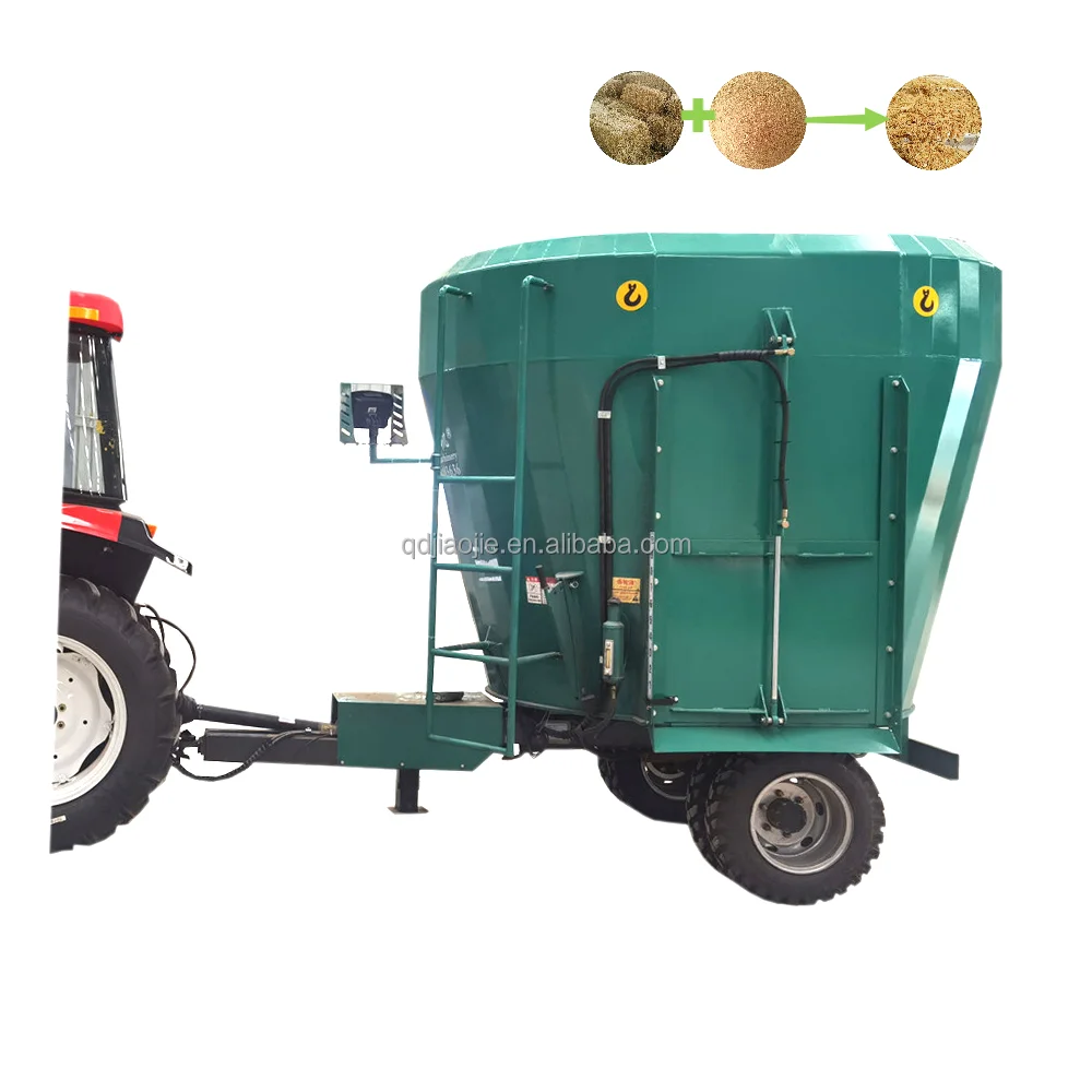 Wholesale tractor trailed TMR feed mixer wagon animal feed processing machine cow silage forage mixer machine for livestock farm