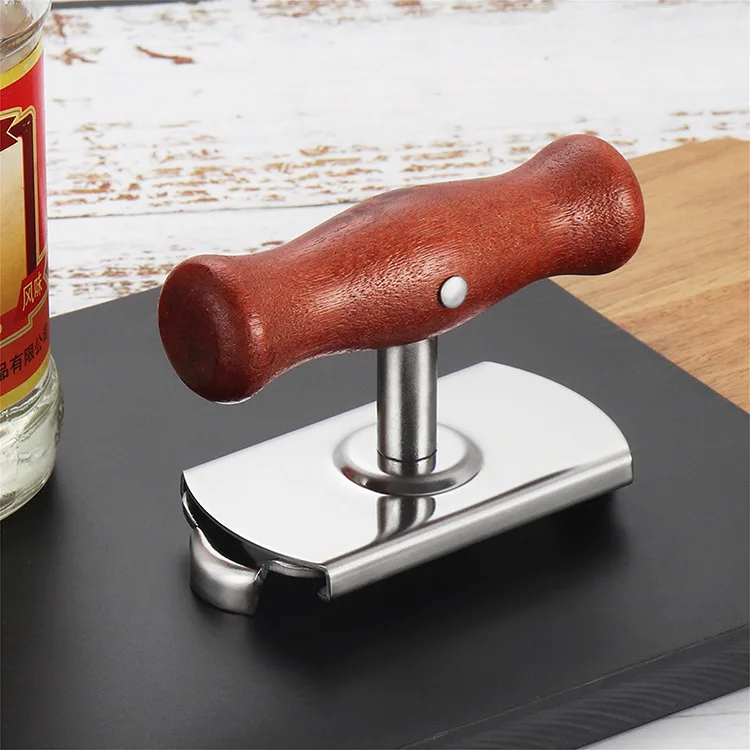 Effort-saving capping device stainless steel can opener wooden handle capping device capping bottle opener