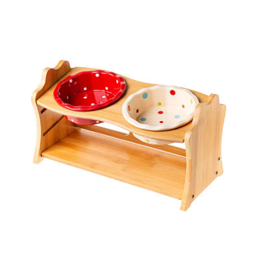 Manufacturer Wholesale Ceramic Bowl For Dog And Cat Double Bowl For Food And Water Protecting Cervical Spine Adjustable