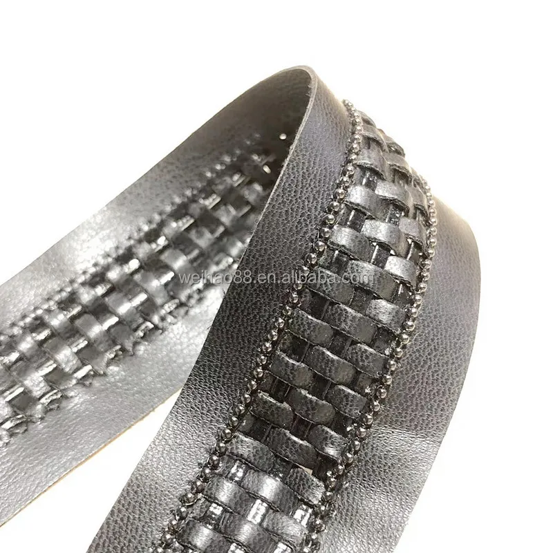 Pu leather lace trims for jacket chains trims  PU brand trims  customized  garments/bag shoes accessories