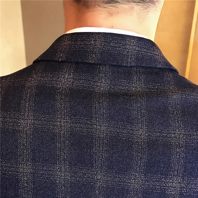 Для мужчин, набор одежды из 3 предметов Классический жакет, на одной пуговице, деловая модельная одежда в клетку пиджак и юбка в складку, комплект со штанами