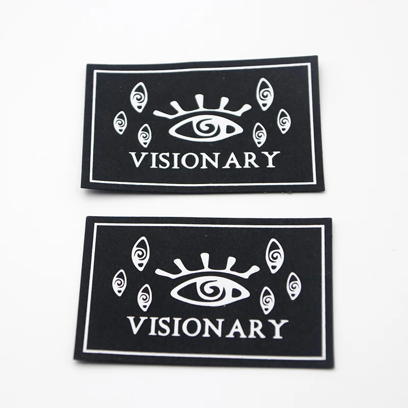 Wholesale Sew on Custom Private Reflective Brand Name Logo Design PU Leather Embossed Badge for