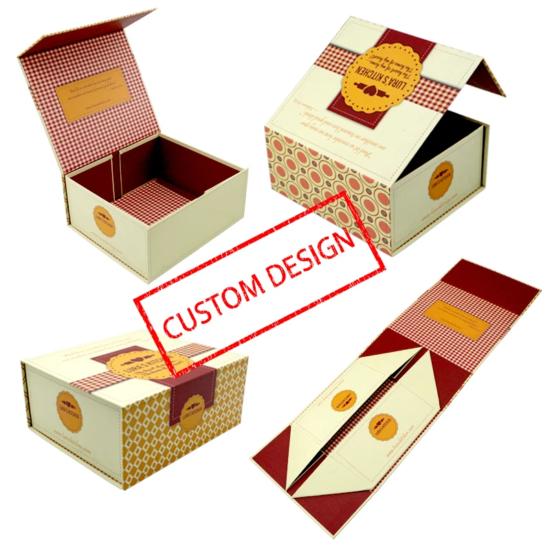 Custom Logo Pastry Cookie Collapsible Magnet Closure Rigid Cardboard Gift Box Folding Magnetic Food Packaging Boxes