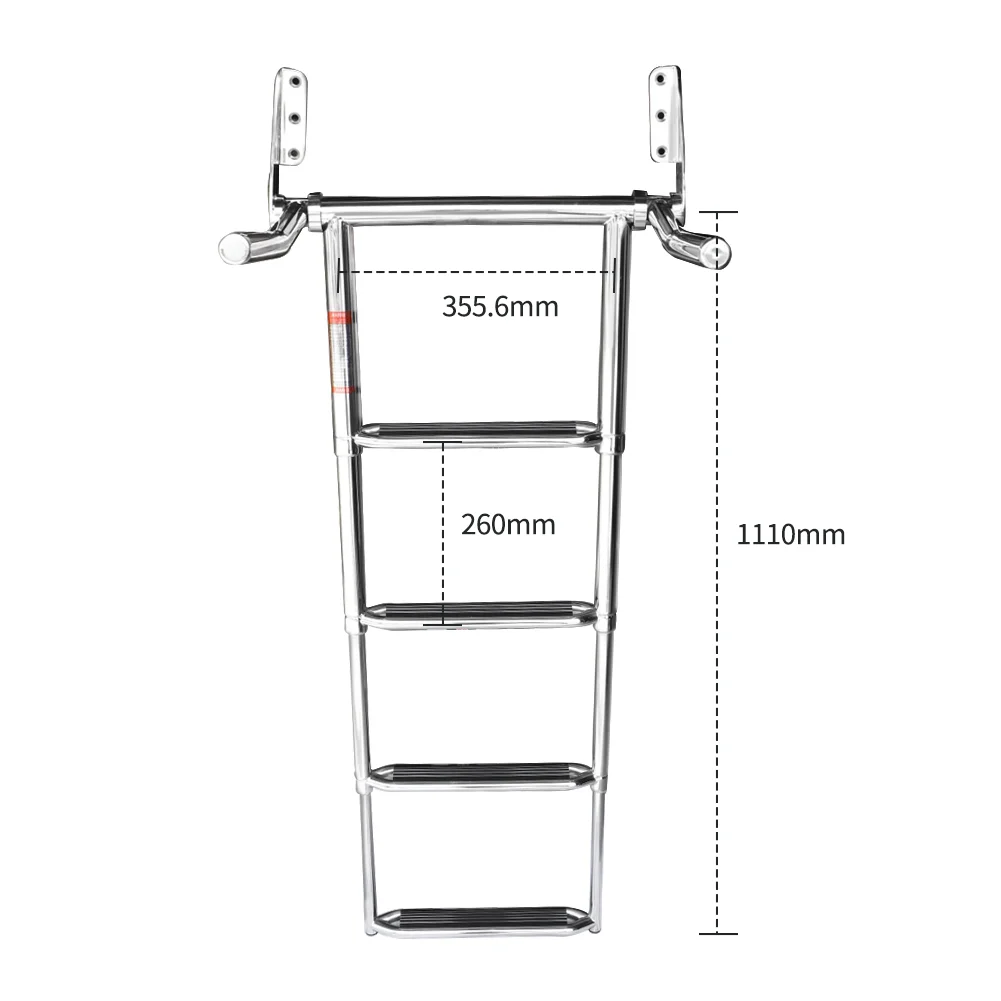 Stainless steel boat parts dock Handle telescoping ladder with double tube 4 step marine boat ladders for boat
