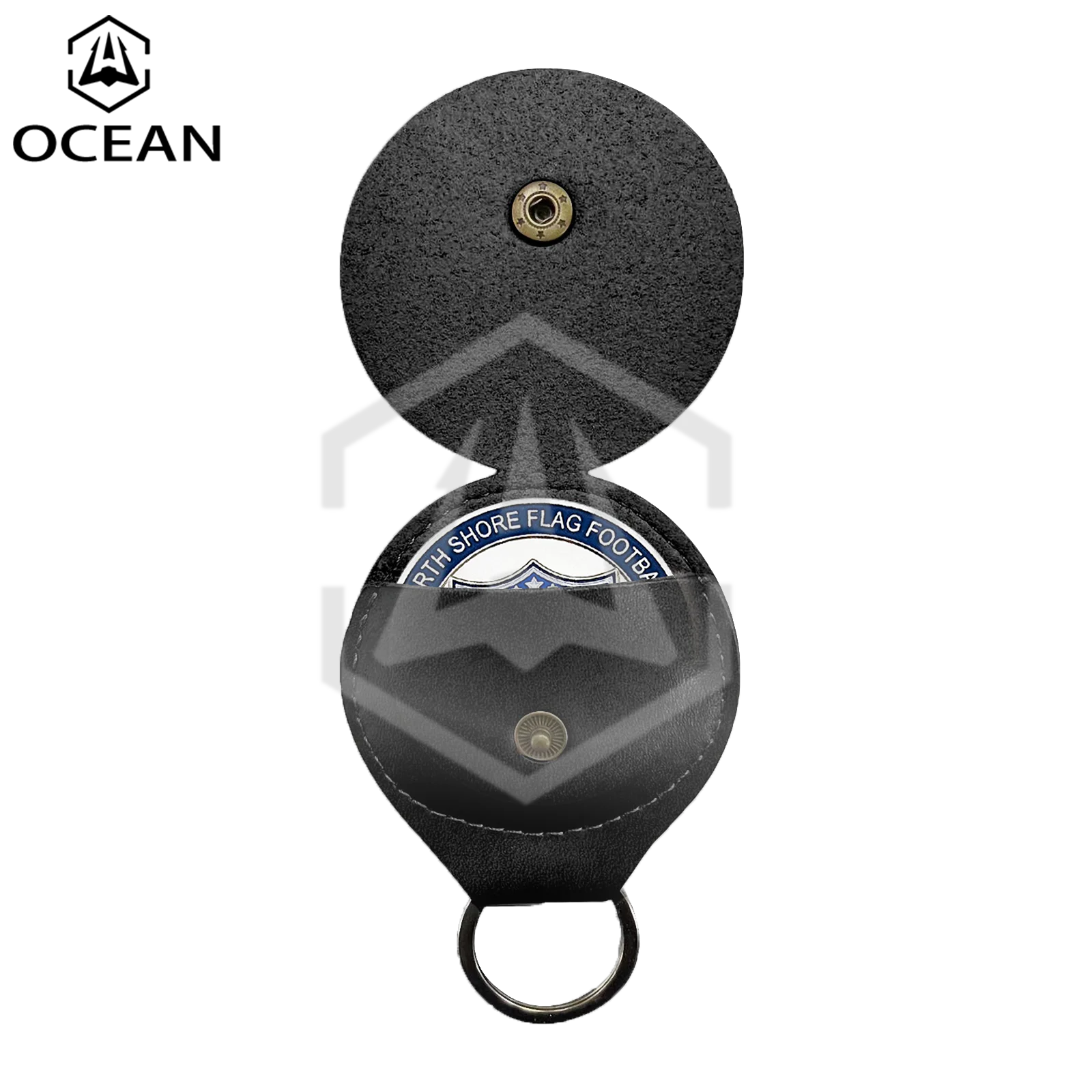 Metal Plate Leather Coin Holder Keychain for Coins Pence Cent Medal Money AA Medallion Standard Collection Challenge Coin Holder