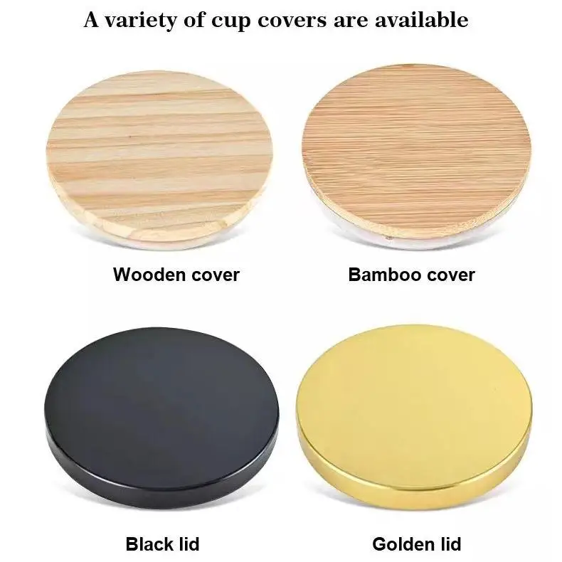 16 oz 24 oz Empty Clear Glass Candle Jars Holder Container with Natural Bamboo Lid