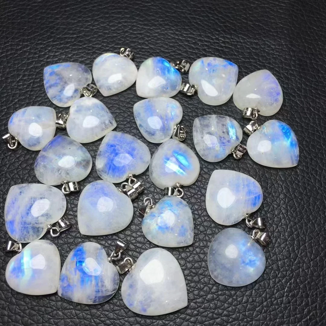 wholesale natural crystal pendant necklace natural stone blue moonstone malachite