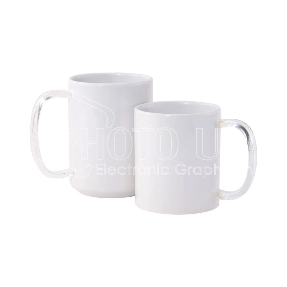 11 унций сублимационная пустая керамическая кружка с прозрачной стеклянной ручкой