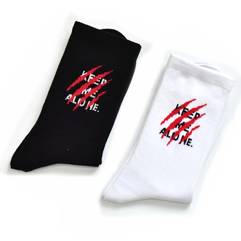 Custom Logo Print Men Socks Wholesale Dress Black White Socks
