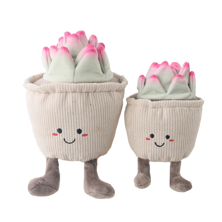 D King Custom Flower Pot Pets Toys Plush Interactive Durable Chewing Squeaky Plant Potted Toys for Dogs