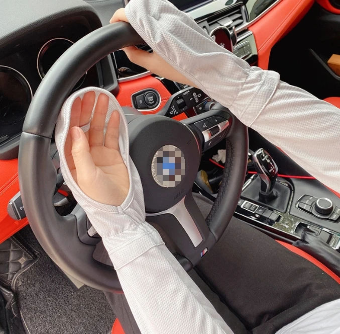 Sunscreen thin ice silk hand sleeve gloves, summer driving electric bike with loose finger cover, fashionable for men and women