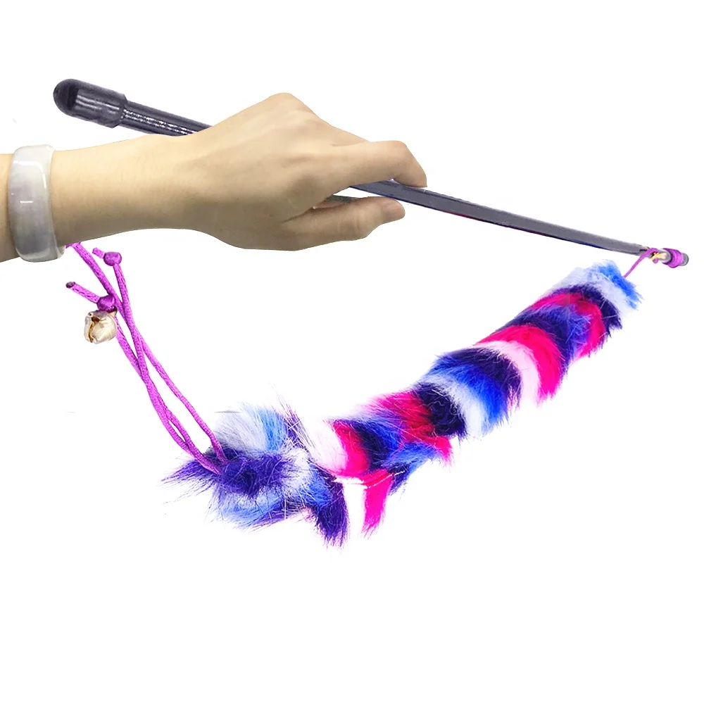 
Premium Interactive Stick Fluffy Soft Feather Felt Scratcher Teaser Wand Cat Toy 