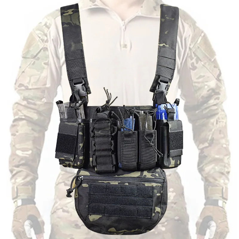 D3 Tactical Vest Chest Rig Pack Pouch Combat Paintball Multi-pocket Lightweight Nylon Outdoor Camping Hiking Accessories