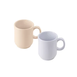 Solid color Drinkware plastic 8 oz. sand bulbous mug coffee tea plastic mug melamine mug with handle