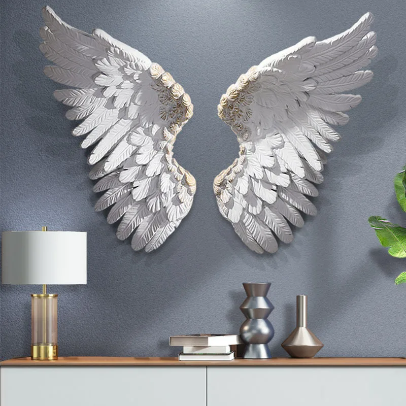Resin Angel Wing Wall Hanging for Living Room Sofa Background Wedding Backdrop Hotel Decor for Bedroom Ornament