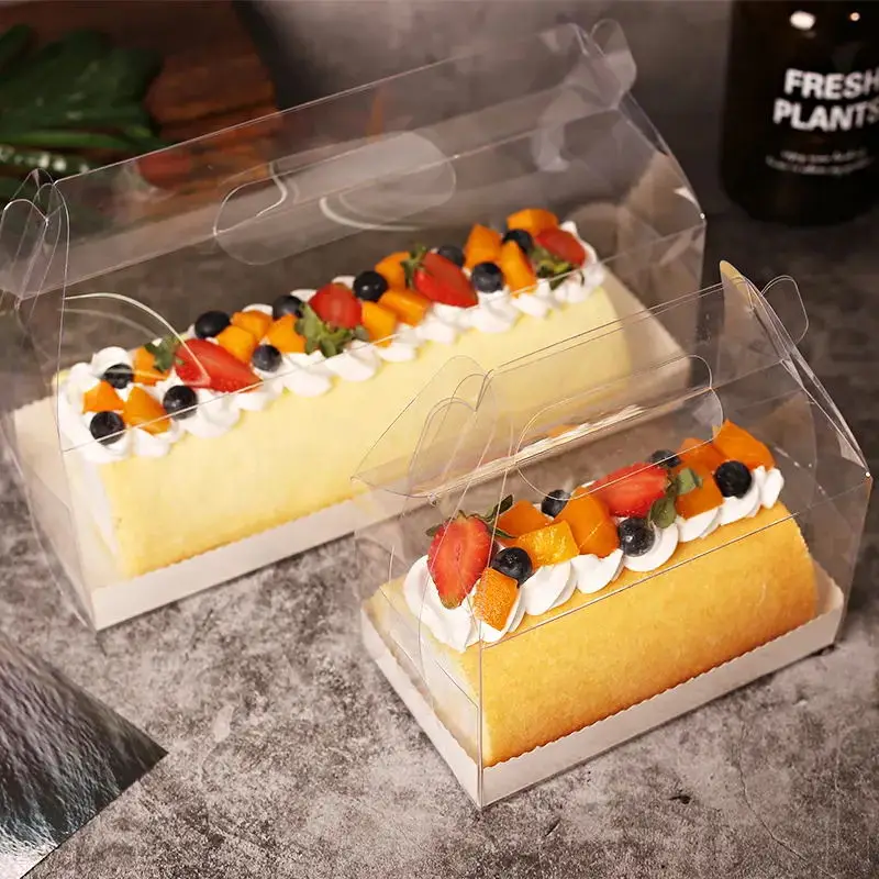 Hot Sale Plastic Sandwich Box Transparent Portable Roll Cake Boxes With Handle