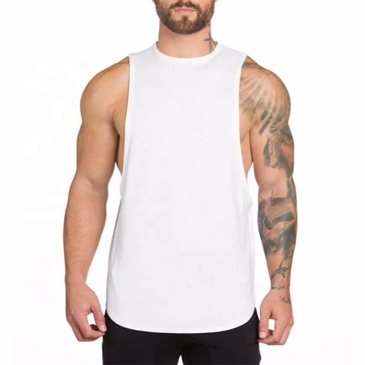 High Quality White Quick Fit Stringer Tank Top Bodybuilding Running Gym Mens Tank Top