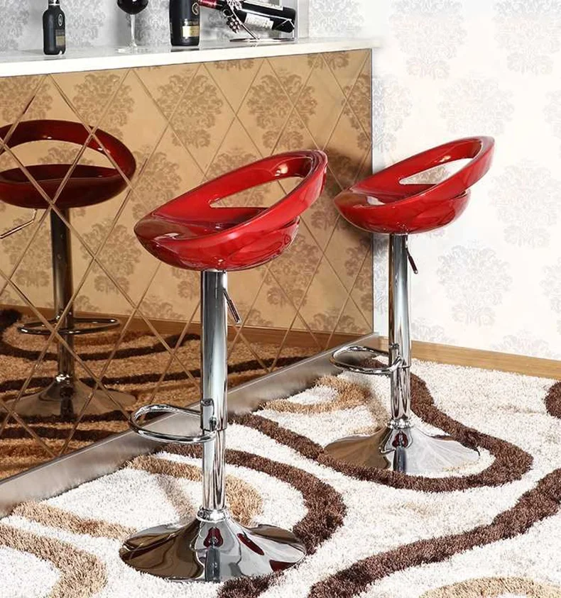 Modern Cheap Steel Plastic Nordic High Bar Stool Chairs Adjustable Height Wine Cellar Home PP Bar Stool Table Chair