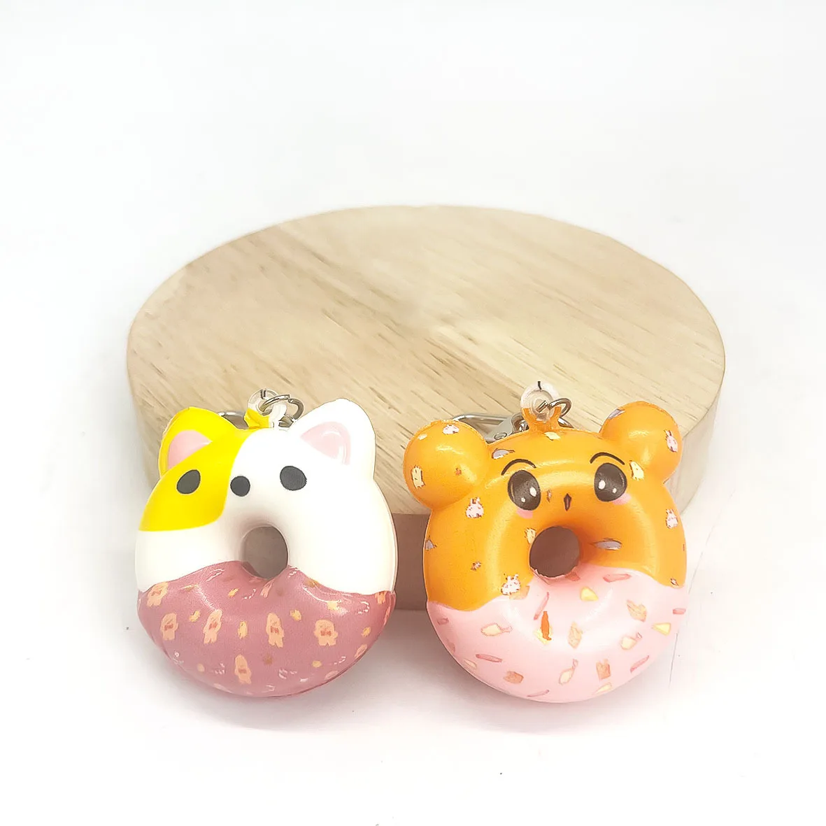 K290 3D MINI PU Foam Soft Cute Animal Doughnut Squishy Anti Stress Keychains For Kids And Adults