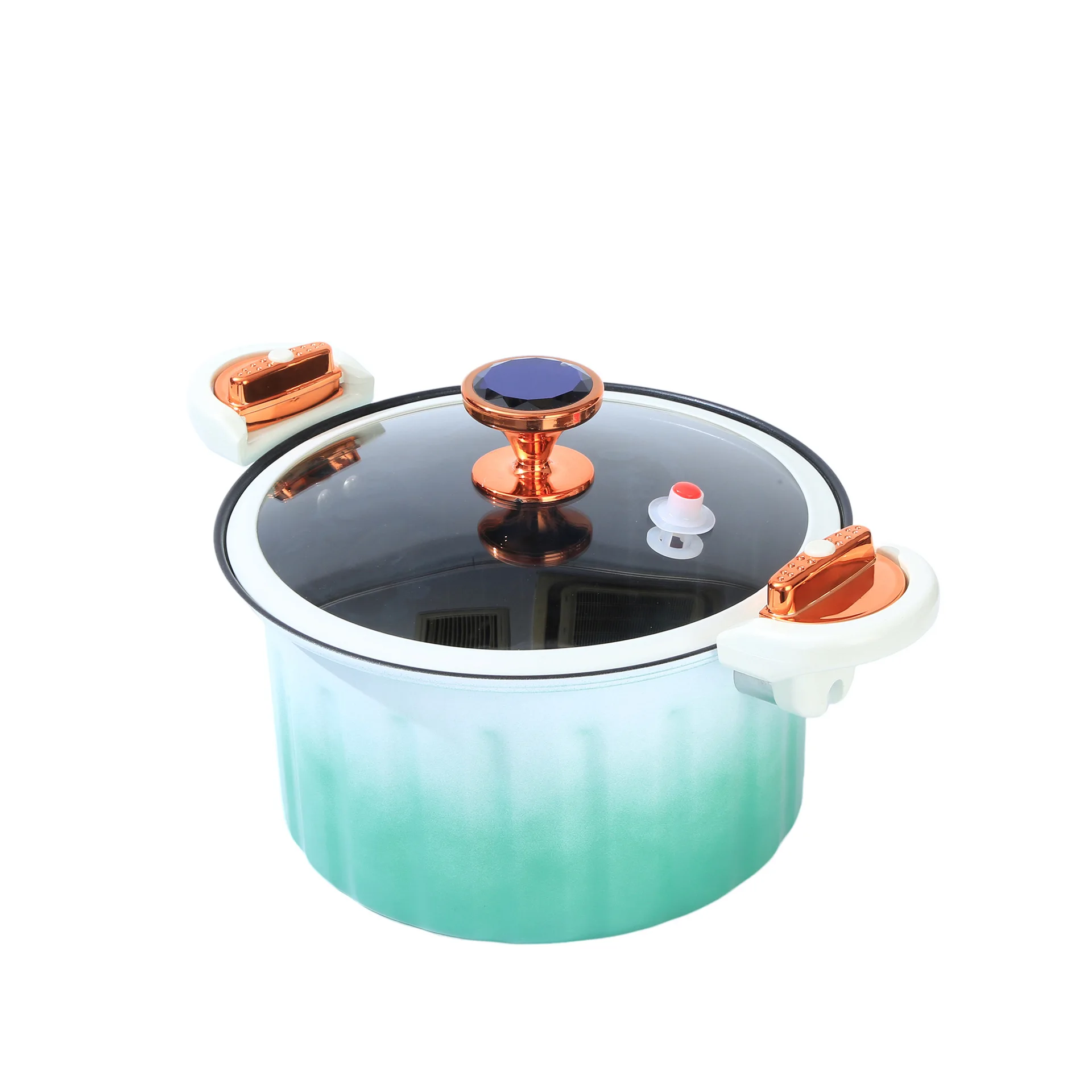 Household non stick micro pressure cooker double ear soup pot large capacity gas cooker Enamel Pot Cooker With Glass Lid