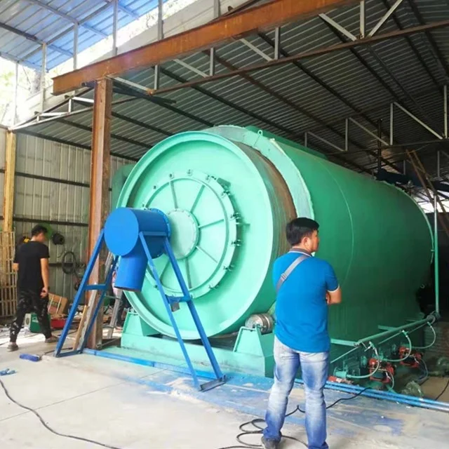 3t 5t 8t 10t 12t daily used tires or plastics piece pyrolysis diesel oil plant with catalyst