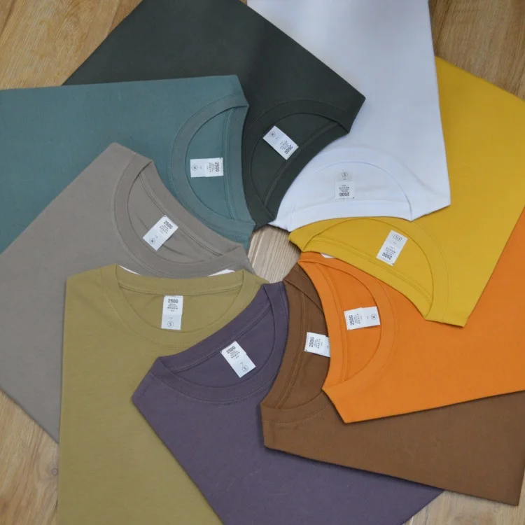 High fashion custom logo printed tshirts 250gsm mens heavyweight basic plain men soft cotton tshirt