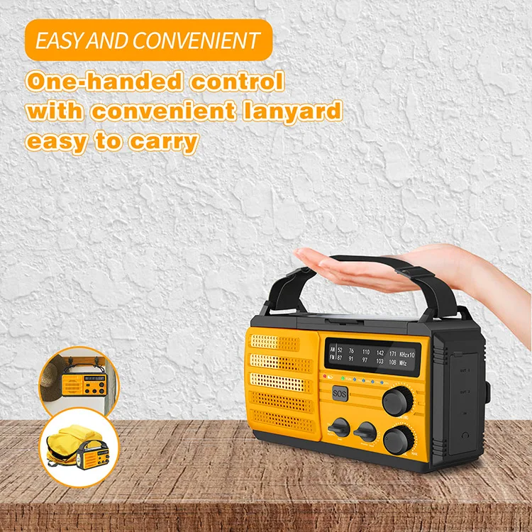 Emergency Solar Multifunction Weather Alert Hand Crank Usb Phone Charger