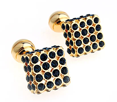 Business High End Full Diamond Crystal Czech Drill Square Shirt Cufflink For Mens