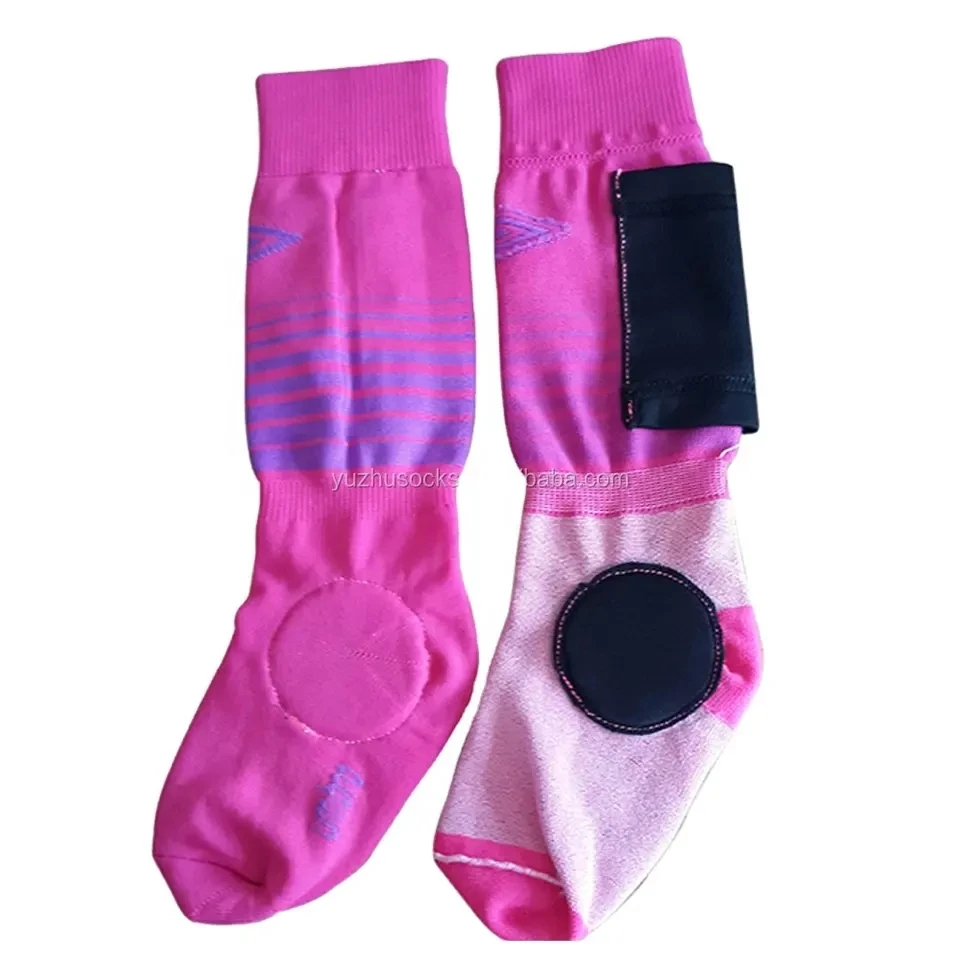 Custom men athletic soccer football shinguardsock horse riding football lacrosse shin guard crew sport socks with pocket