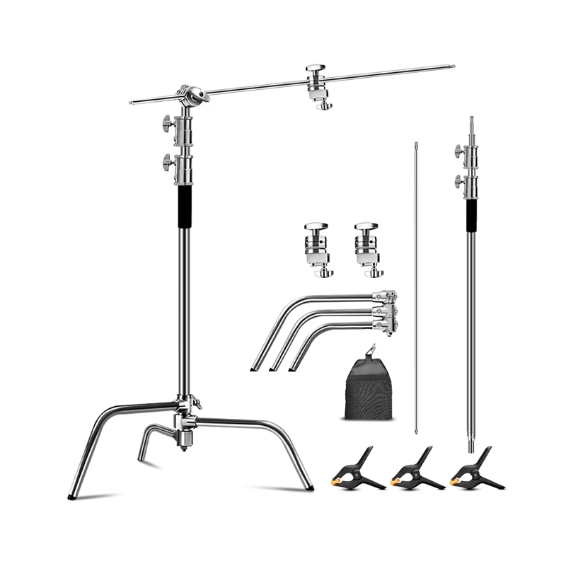 FANTAI new arrival 330cm C Stand Stainless Steel Air-Cushion Light Stand for Studio Strobe Lighting Background Photography C-Sta