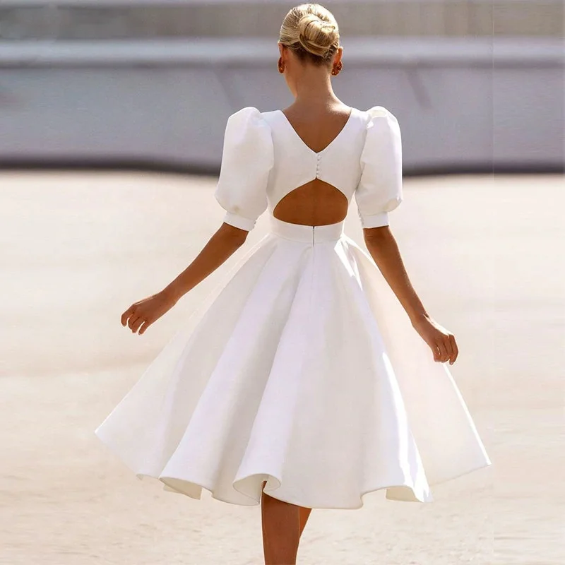 XIUYU lady white color dress casual plus size elegant vestido evening party sexy dress clothes club swing women midi dress