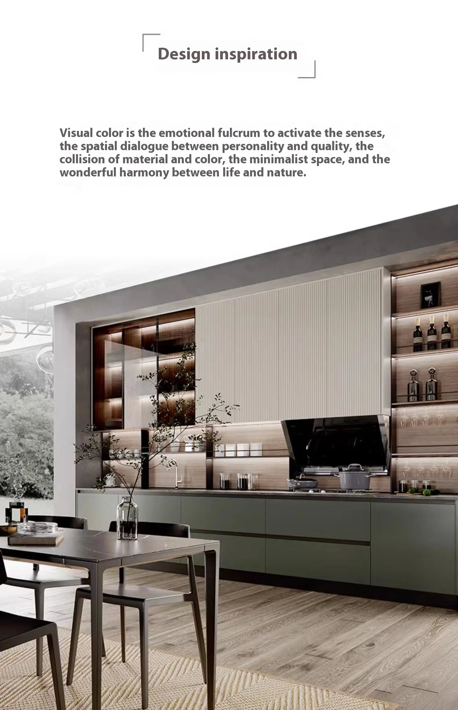 Custom Modern Integral Kitchen Cabinets, Premium Solid Wood MDF Open Integrated Stove and Quartz Countertops