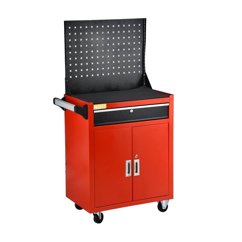 CE Rolling Tool Chest Cart Box Container Garage With 1 Drawer And 1 Cabinet And Back Panel for garage