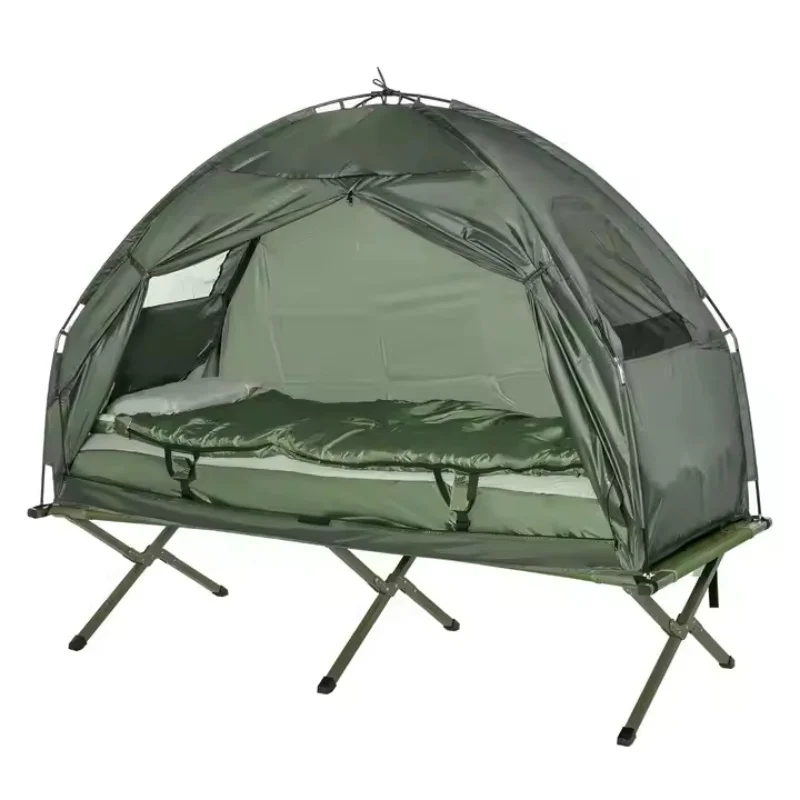 1 Person Portable Compact Pop Up Outdoor Elevated All in One Camping Cot Tents Combo Sets