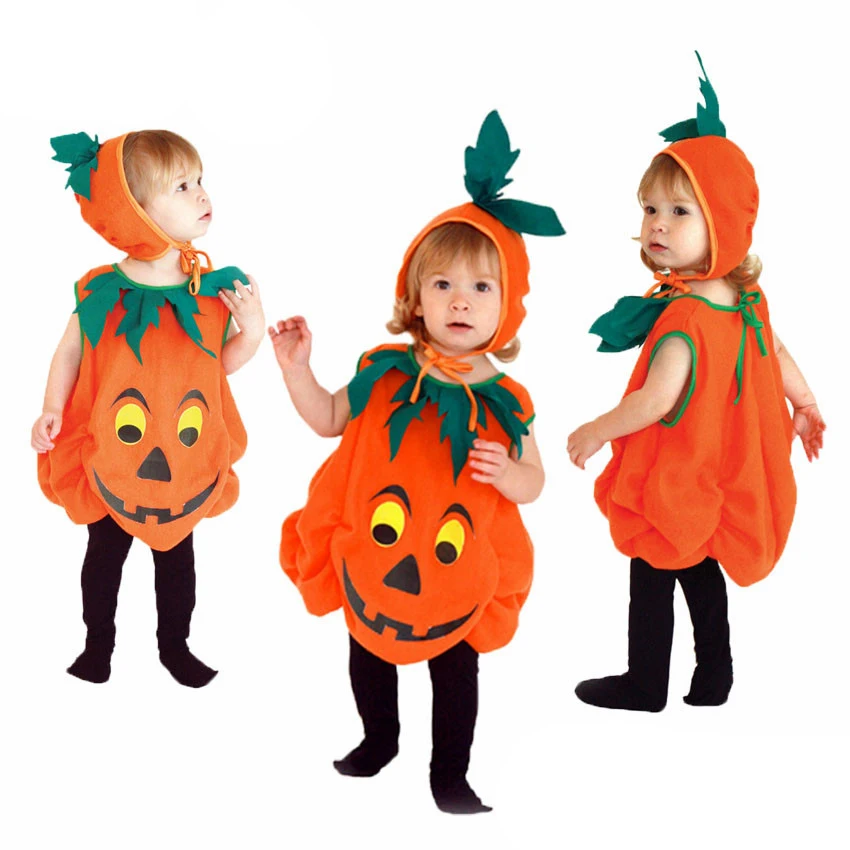 Two-pieces Halloween Party lovely pumpkin Cosplay costume Baby kids Fancy Dress Stage Performance suit