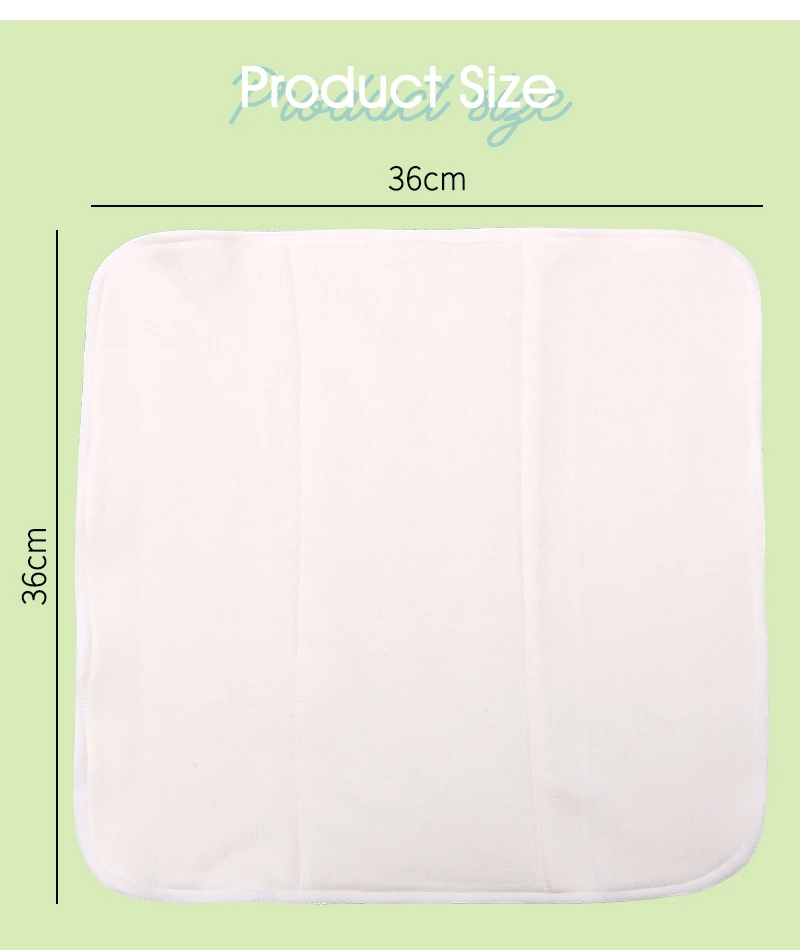 2X4X2 Layer Organic Bamboo Cotton Prefold Diaper Insert Super Absorbent and Reusable Nappies 36*36cm Soft and Washable