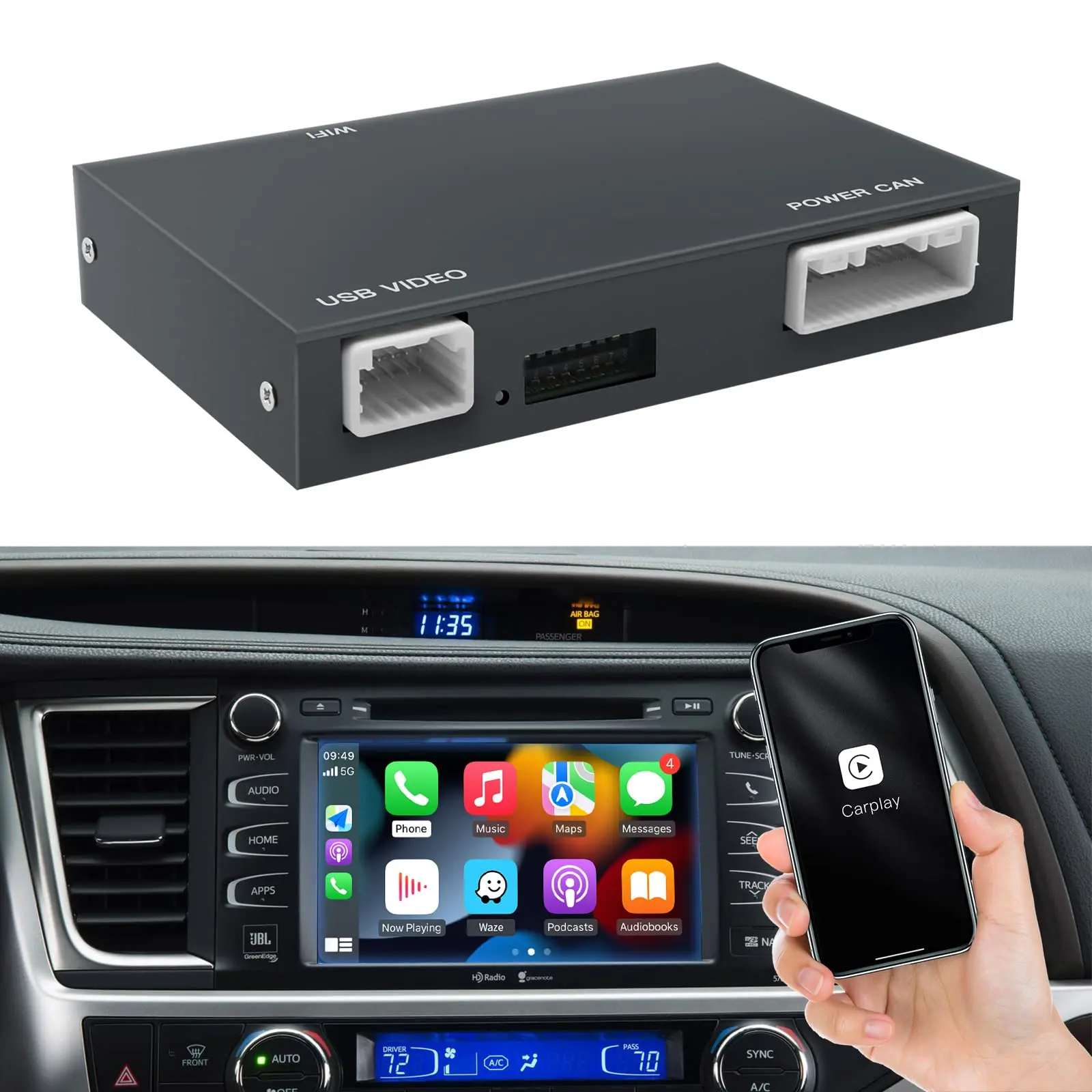 Wireless Carplay Mirror Link USB Siri Voice Command Module Box