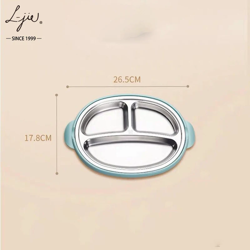 Dishes & Plates Dinnerware Happy Monkey 3 Compartment Stainless Steel 304 Kids Children Dining Plate With spoon