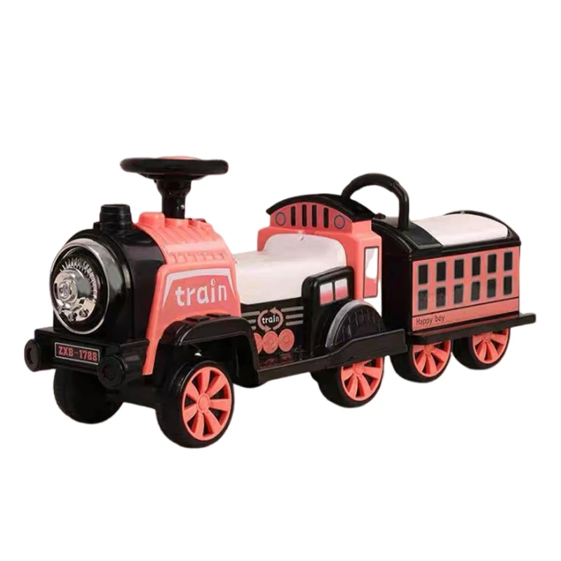 New Arrival Double Drive Remote Control Spray Lights Music Storage Electric Steam Train Toy