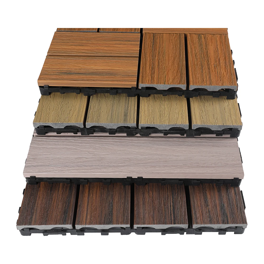 ECO Waterproof Balcony Interlocking Wpc Decking Tiles Outdoor Composite Wood Wpc Deck Diy Tile Floor For Porch Patio Garden
