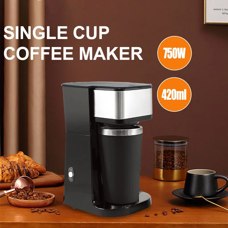 2024 Fashion 1-Cup Digital Coffee Maker Washable Basket Filter Auto Brew Coffee Machine Single-Serve Brewer